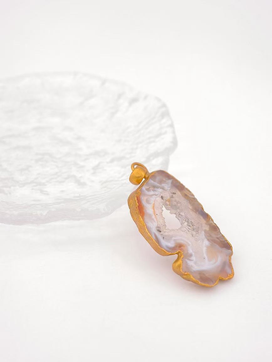 Natural Geode Agate Pendant