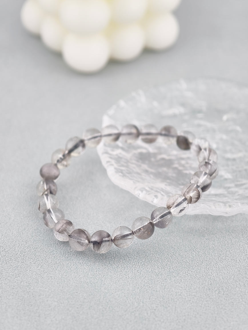 Natural Silver Rutilated Quartz Bracelet