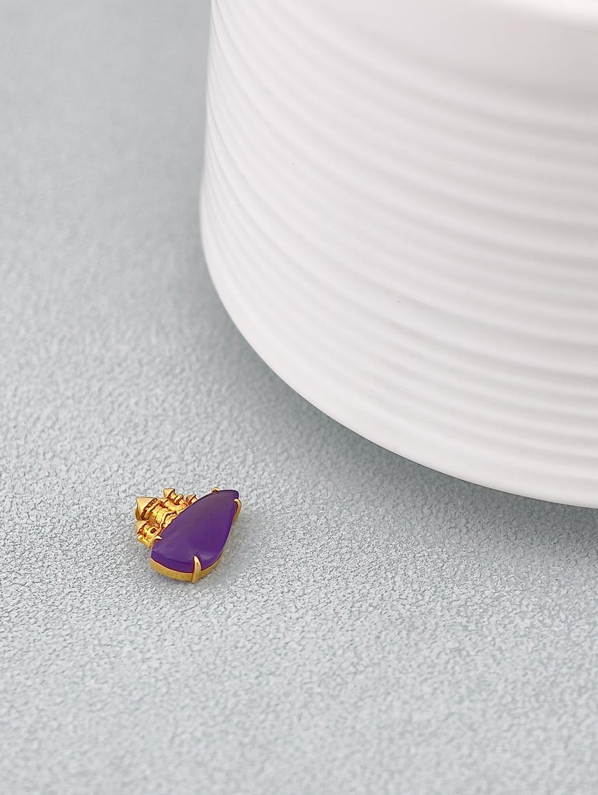 18K Gold Sugilite Small Castle Pendant