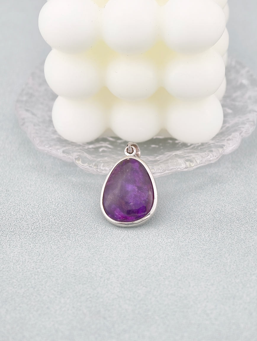 Natural Sugilite Simple Style Sterling Silver Pendant