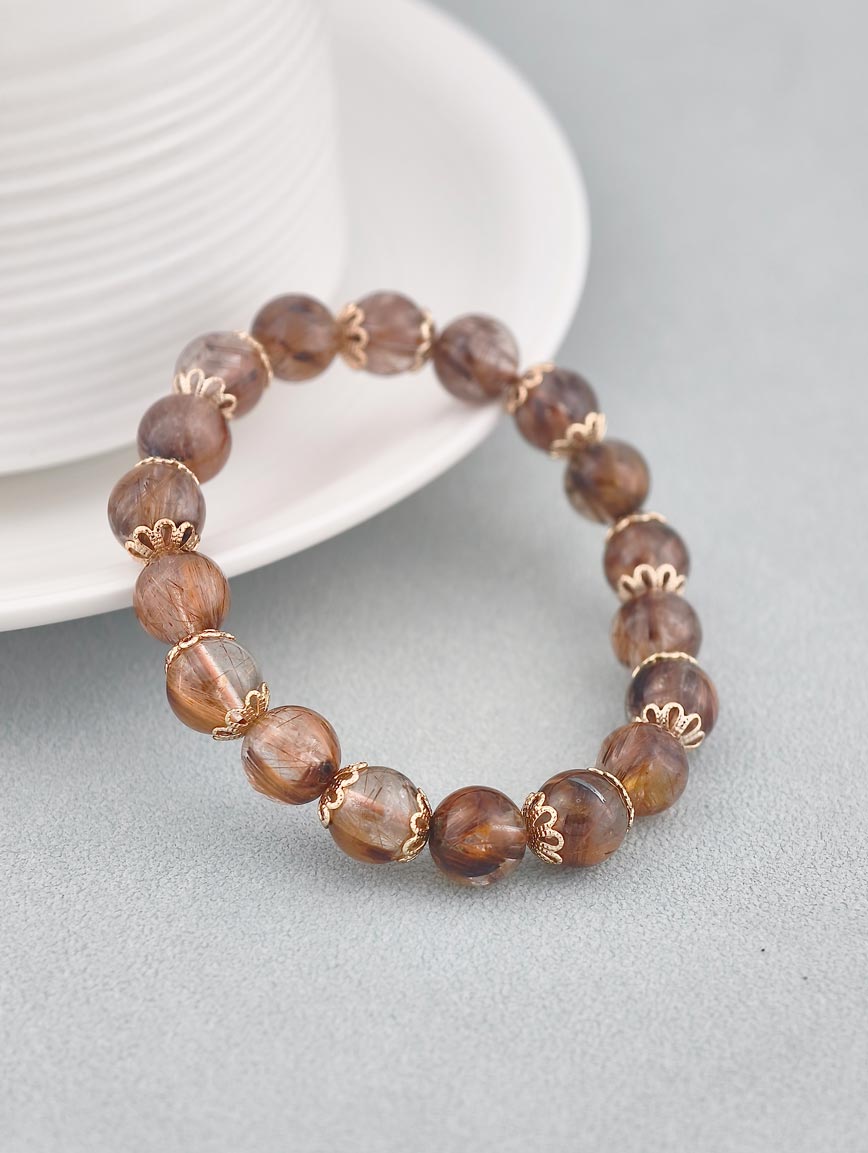 Natural Copper Rutilated Quartz Elegant Bracelet