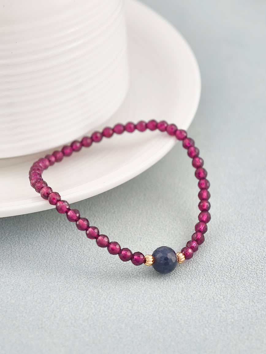 Natural Garnet and Sapphire Bracelet