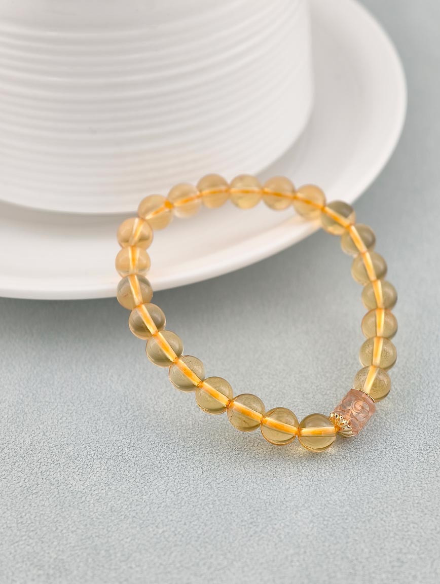 Natural Citrine and Yellow Tourmaline Lucky Bead Bracelet