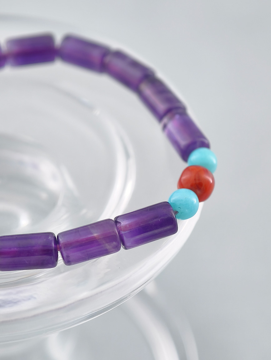 Natural Amethyst and Amazonite South Red Agate Bracelet