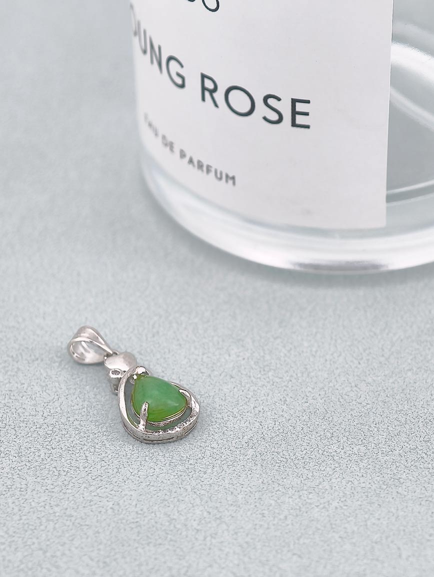 Natural Jadeite Sterling Silver Pendant