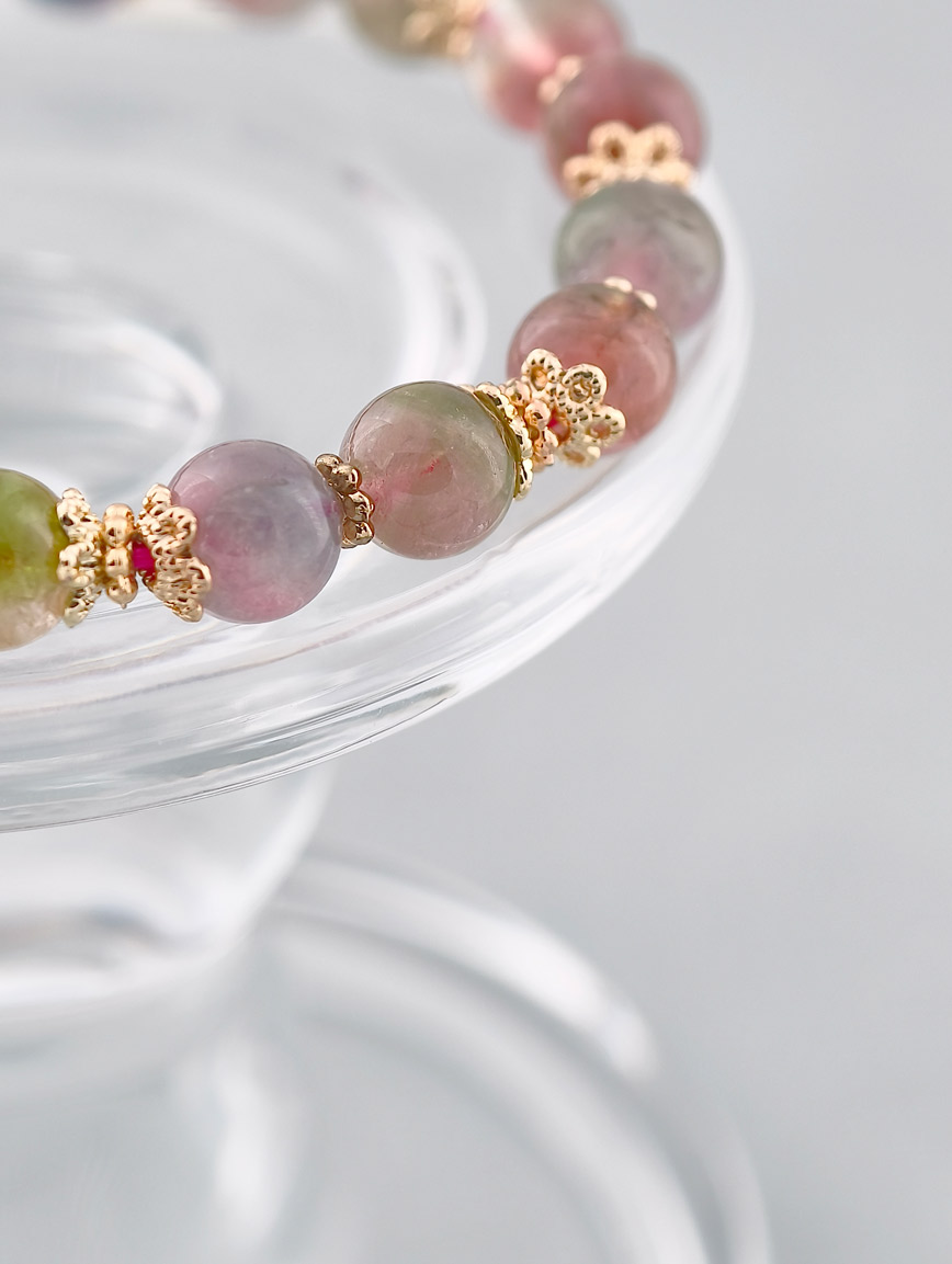 Natural Watermelon Tourmaline Delicate Style Bracelet