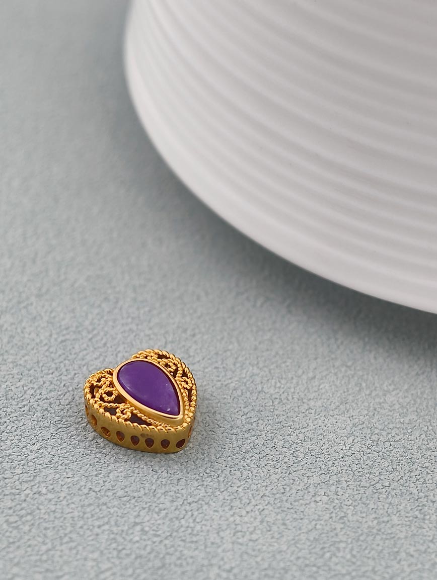 Heart Shaped 18K Gold Natural Sugilite DIY Accessory