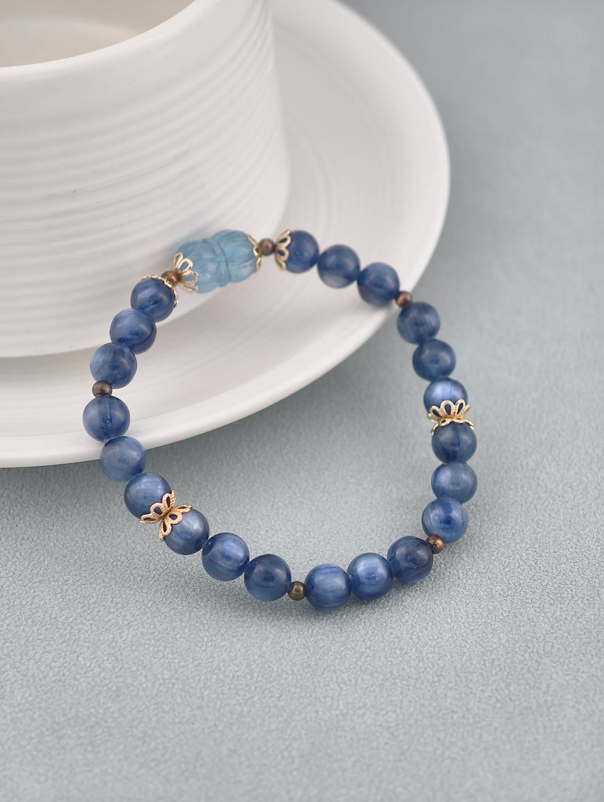 Natural Kyanite and Aquamarine Bracelet