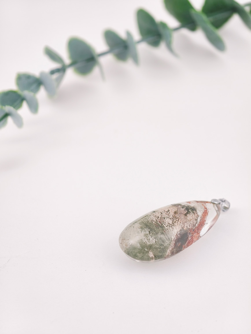 Natural Colorful Phantom Sterling Silver Pendant