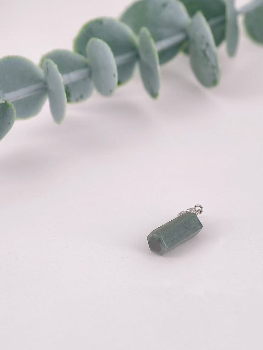 Natural Green Phantom Simple Style Sterling Silver Pendant