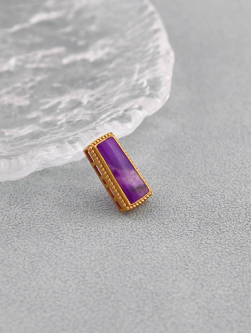 18K Gold Inlaid Natural Sugilite Simple Style DIY Accessory