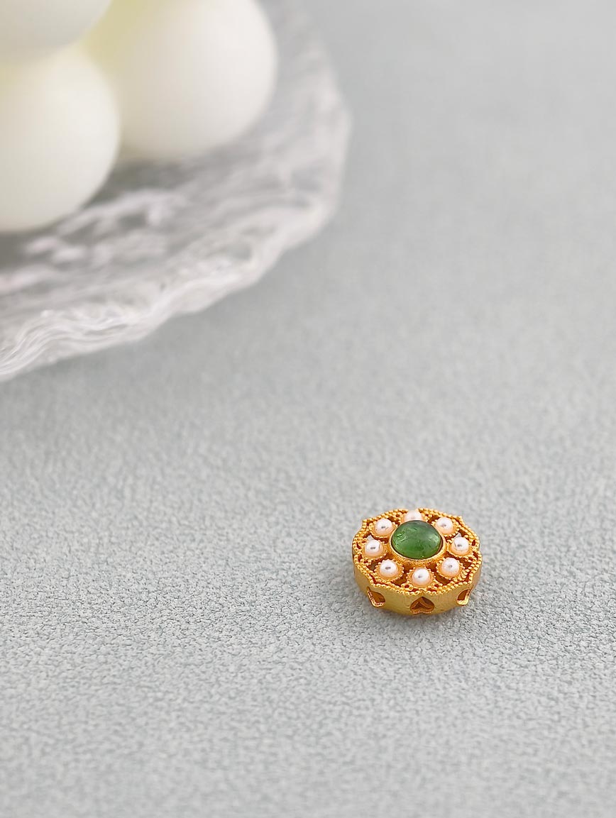 Natural Tourmaline Ruyi Flower Sterling Silver DIY Accessory