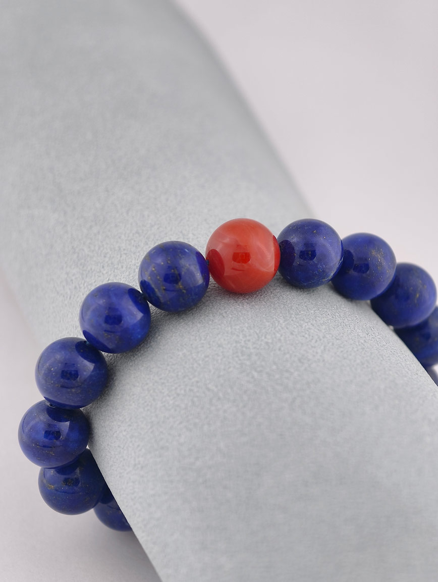Natural Lapis Lazuli and South Red Agate Bracelet