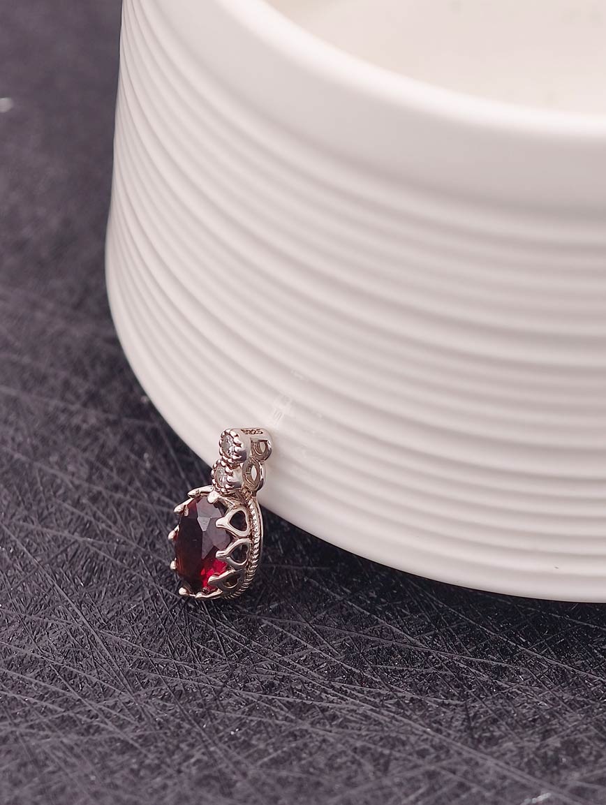 Natural Garnet Sterling Silver Pendant