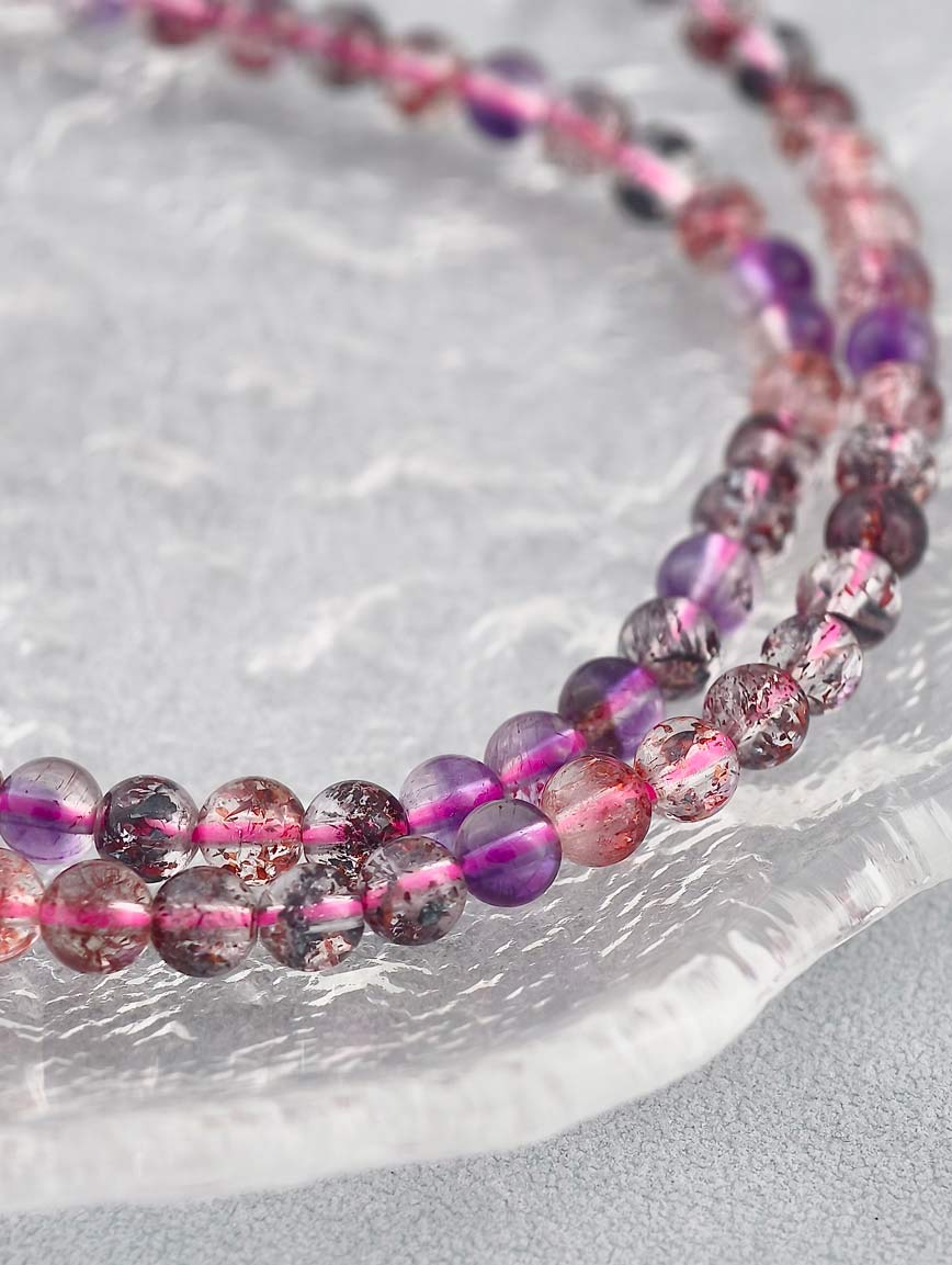 Natural Super Seven Three-Wrap Bracelet