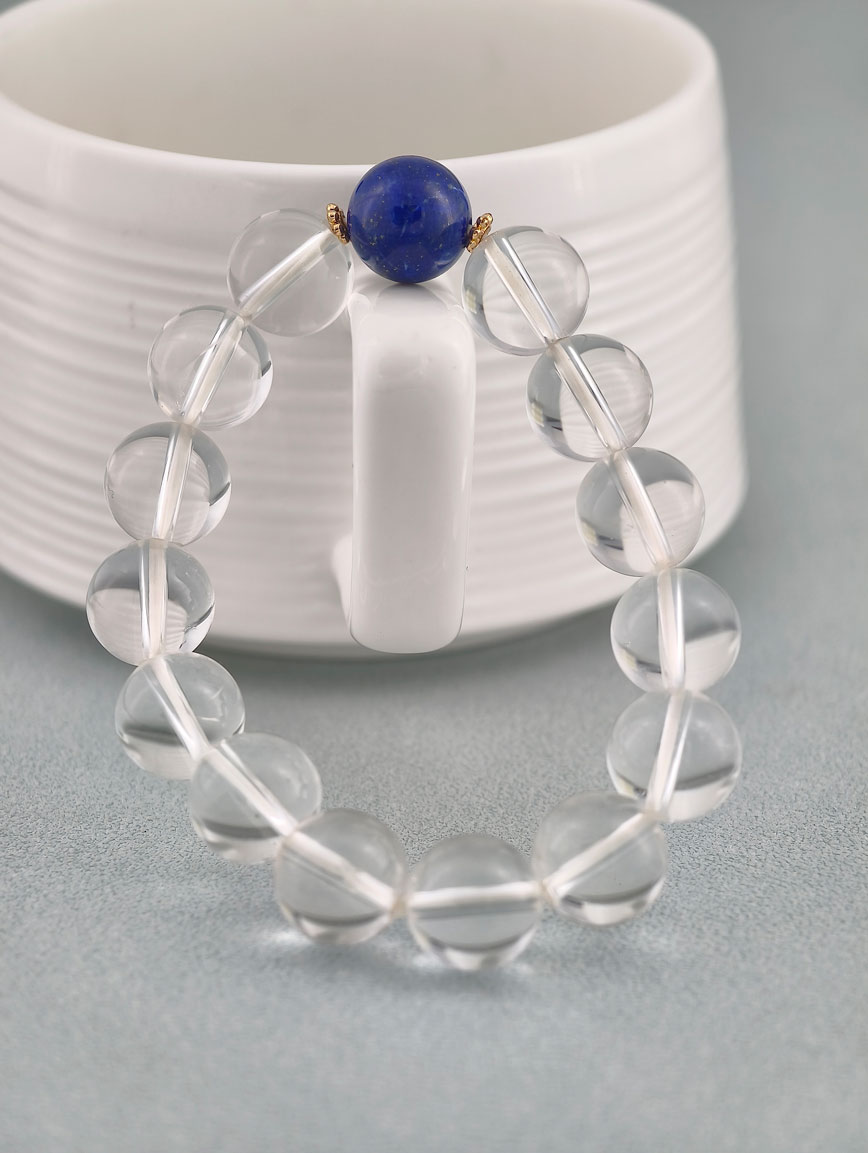 Natural Clear Quartz and Lapis Lazuli Bracelet