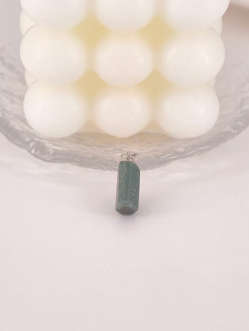 Natural Green Phantom Simple Style Sterling Silver Pendant