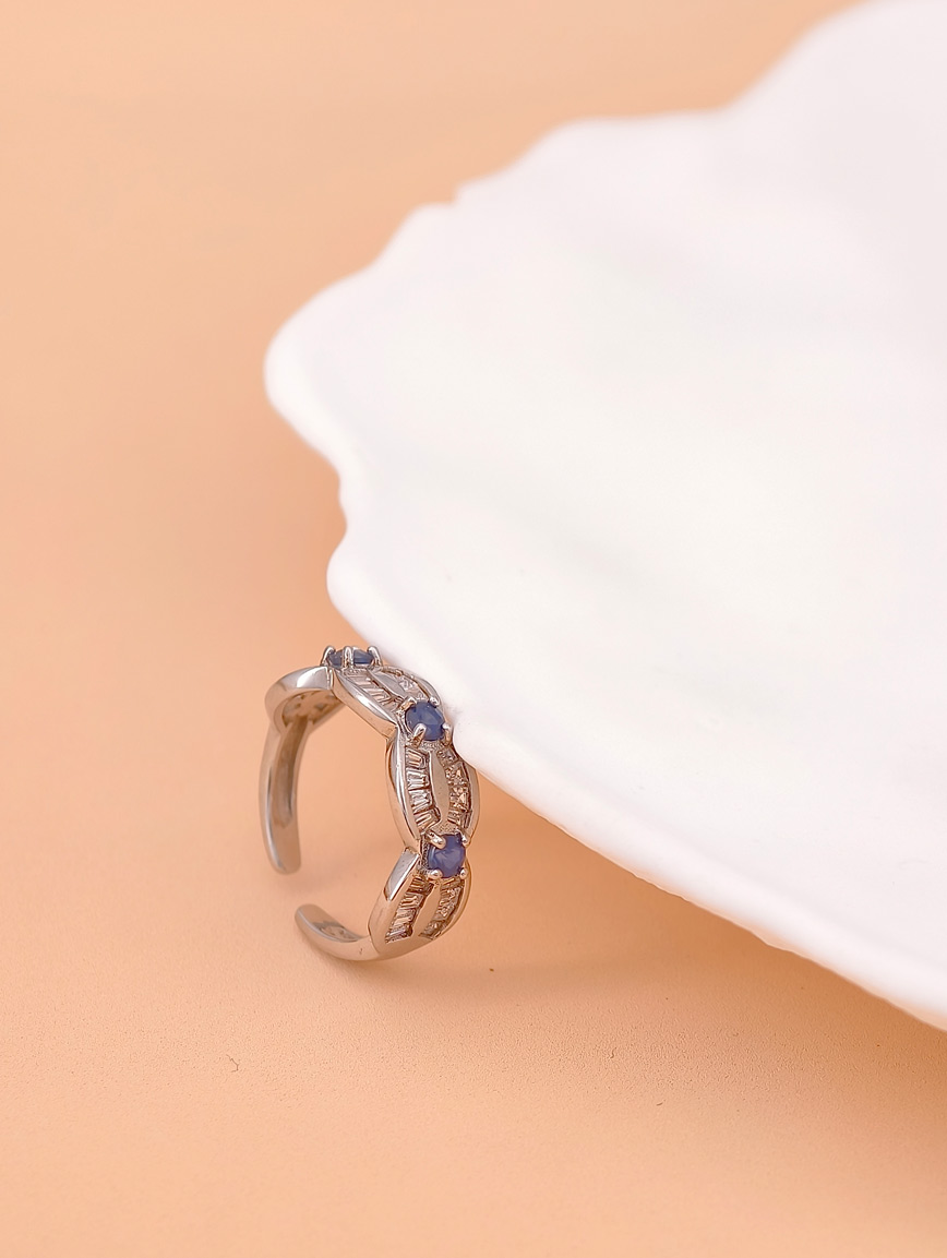 Sterling Silver And Gold Plated Natural Sapphire Ring