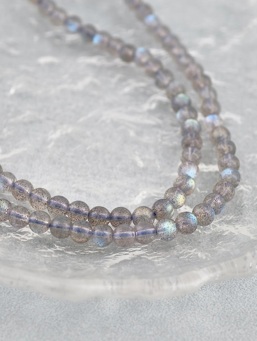 Natural Labradorite Three-Wrap Bracelet