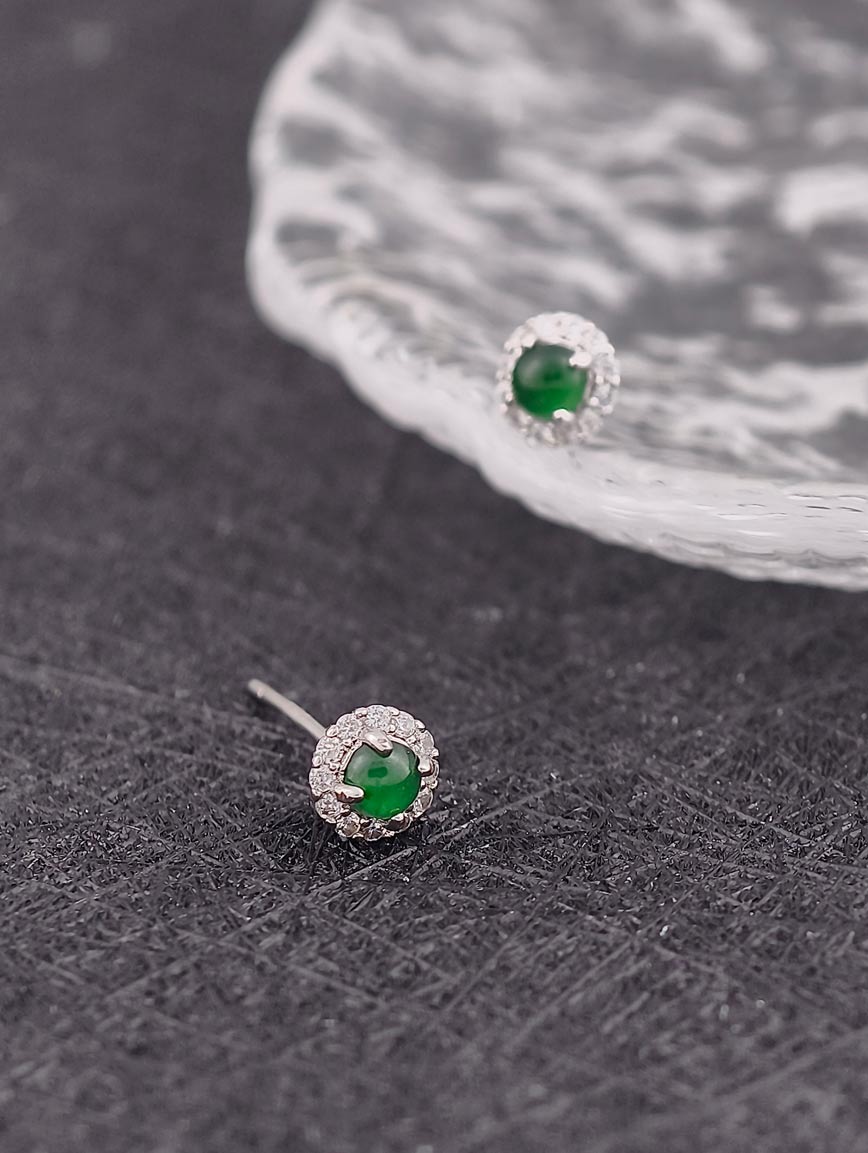 Natural Jadeite Exquisite Style Sterling Silver Earrings