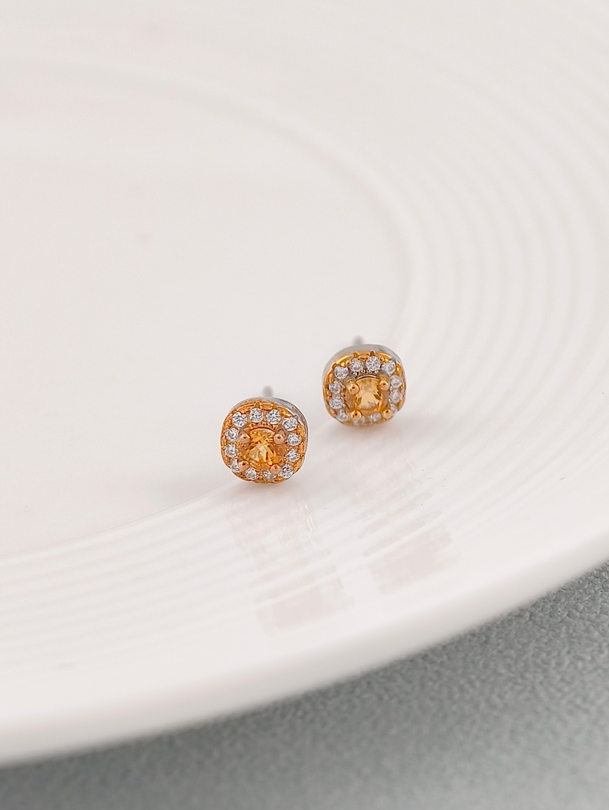 Natural Citrine Exquisite Style Sterling Silver Earrings