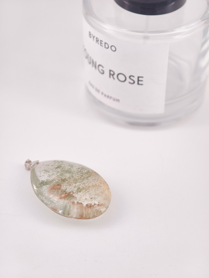 Natural White Phantom Sterling Silver Pendant