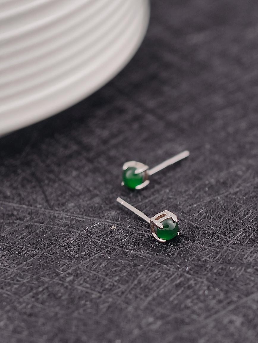 Natural Jadeite Simple Style Earrings