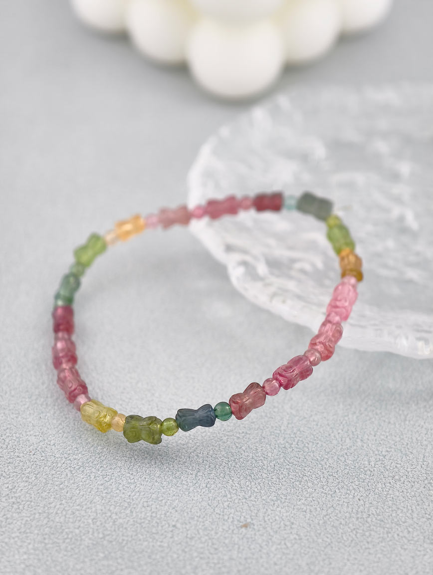 Double Lotus Tourmaline Lucky Bead Bracelet