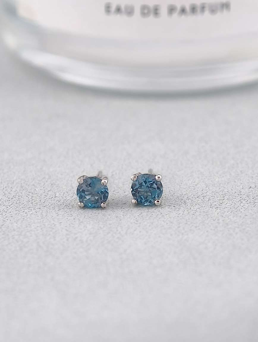 Natural Blue Topaz Sterling Silver Earrings