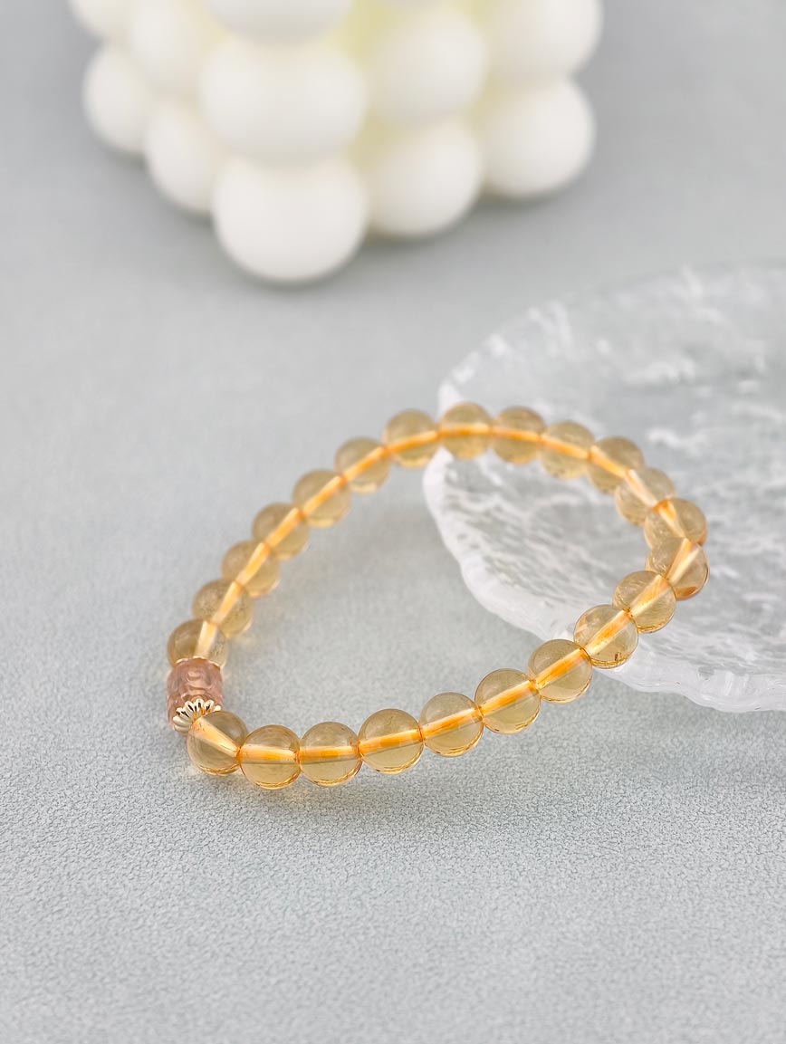 Natural Citrine and Yellow Tourmaline Lucky Bead Bracelet