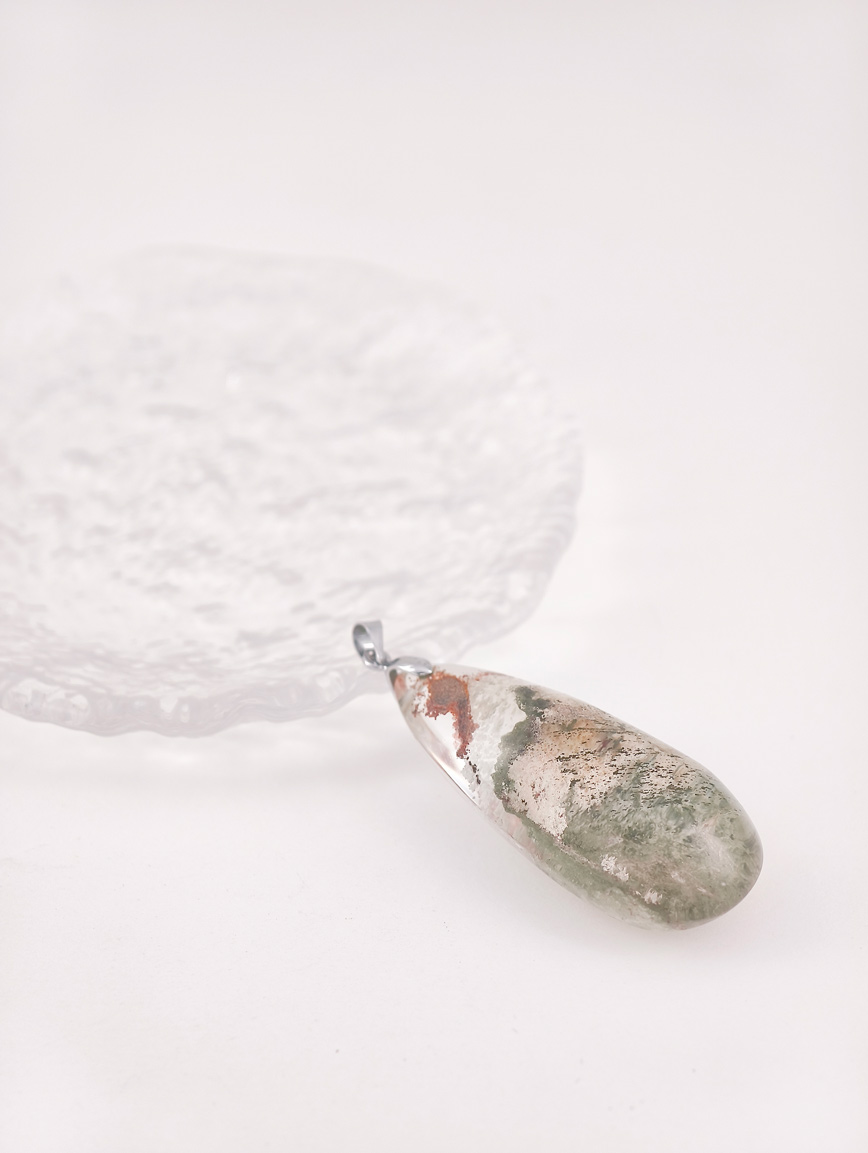 Natural Colorful Phantom Sterling Silver Pendant