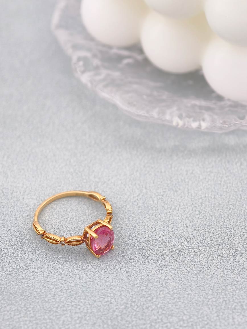 Oval Pink Tourmaline Design Ring