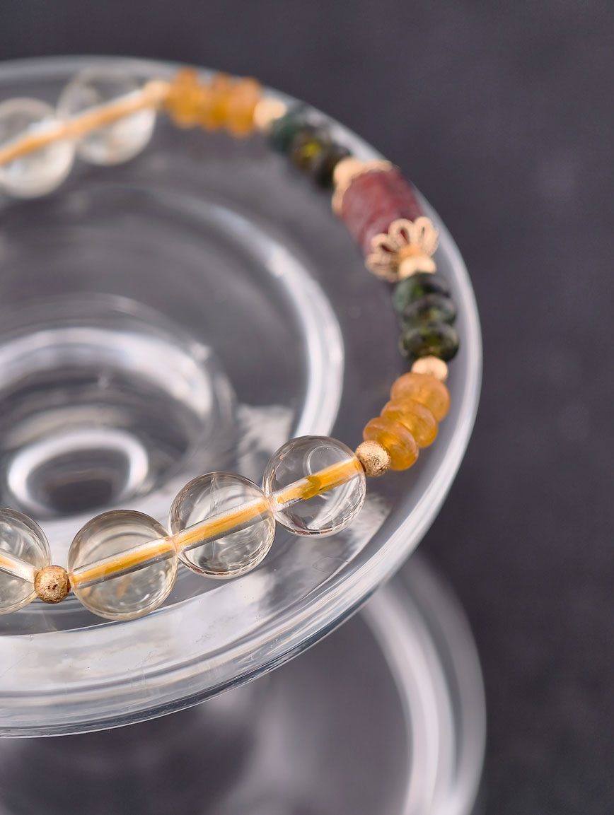 Natural Citrine and Tourmaline Bracelet