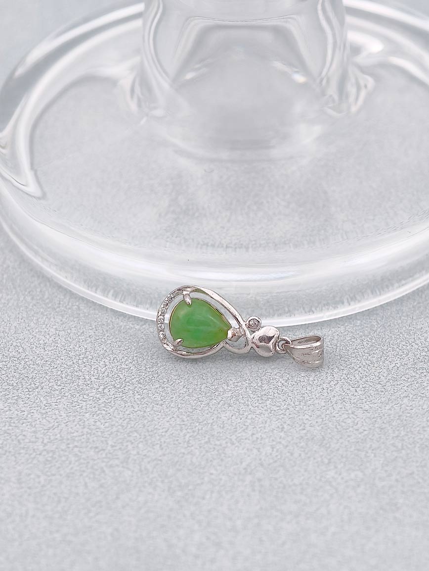 Natural Jadeite Sterling Silver Pendant