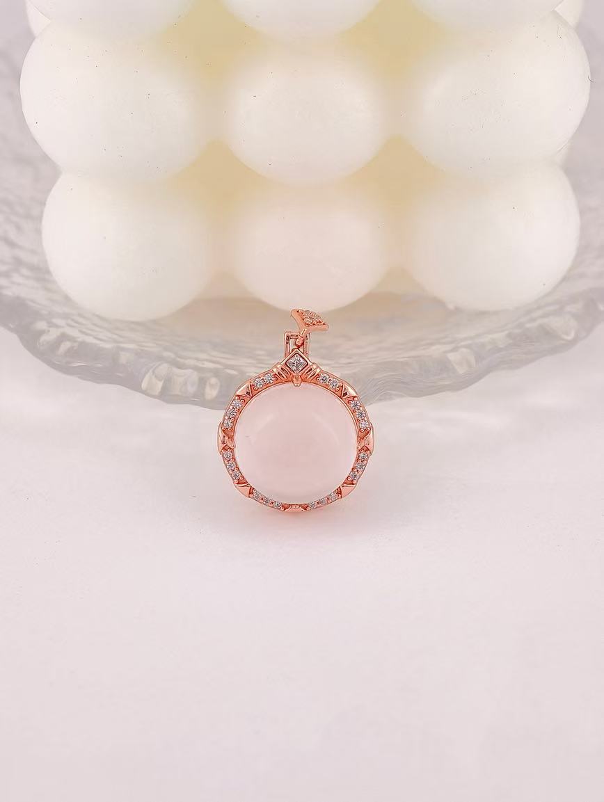 Natural Rose Quartz Sterling Silver Pendant