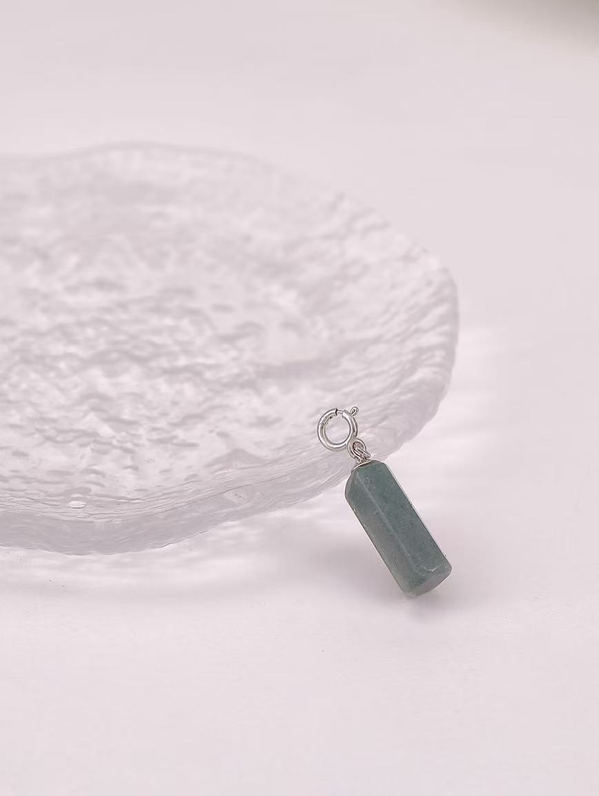 Natural Green Phantom Simple Style Sterling Silver Pendant