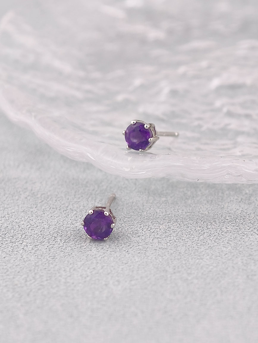 Natural Amethyst Sterling Silver Earrings