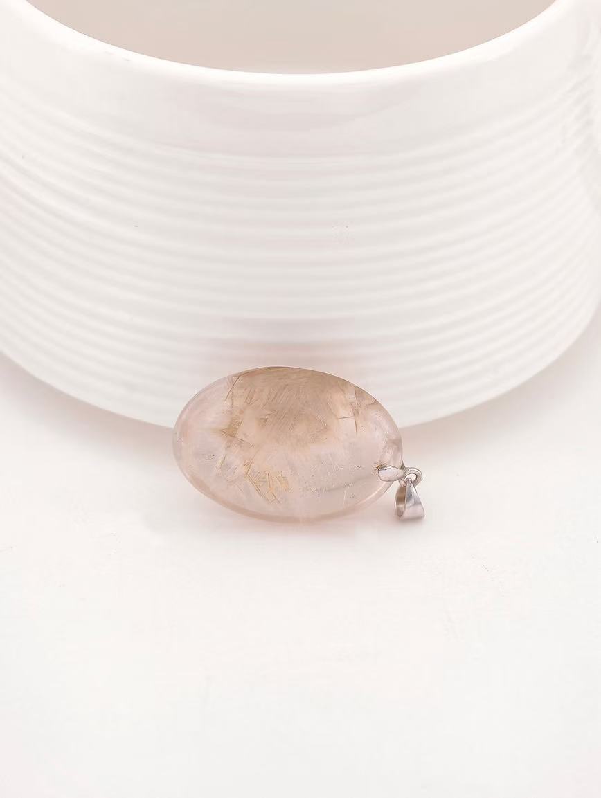 Natural Silver Rutilated Quartz Pendant