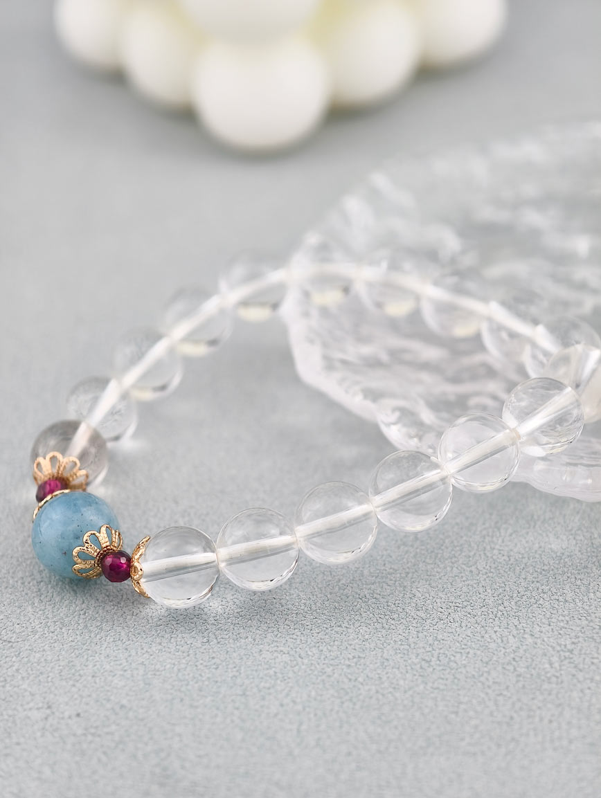 Clear Quartz and Aquamarine Garnet Bracelet