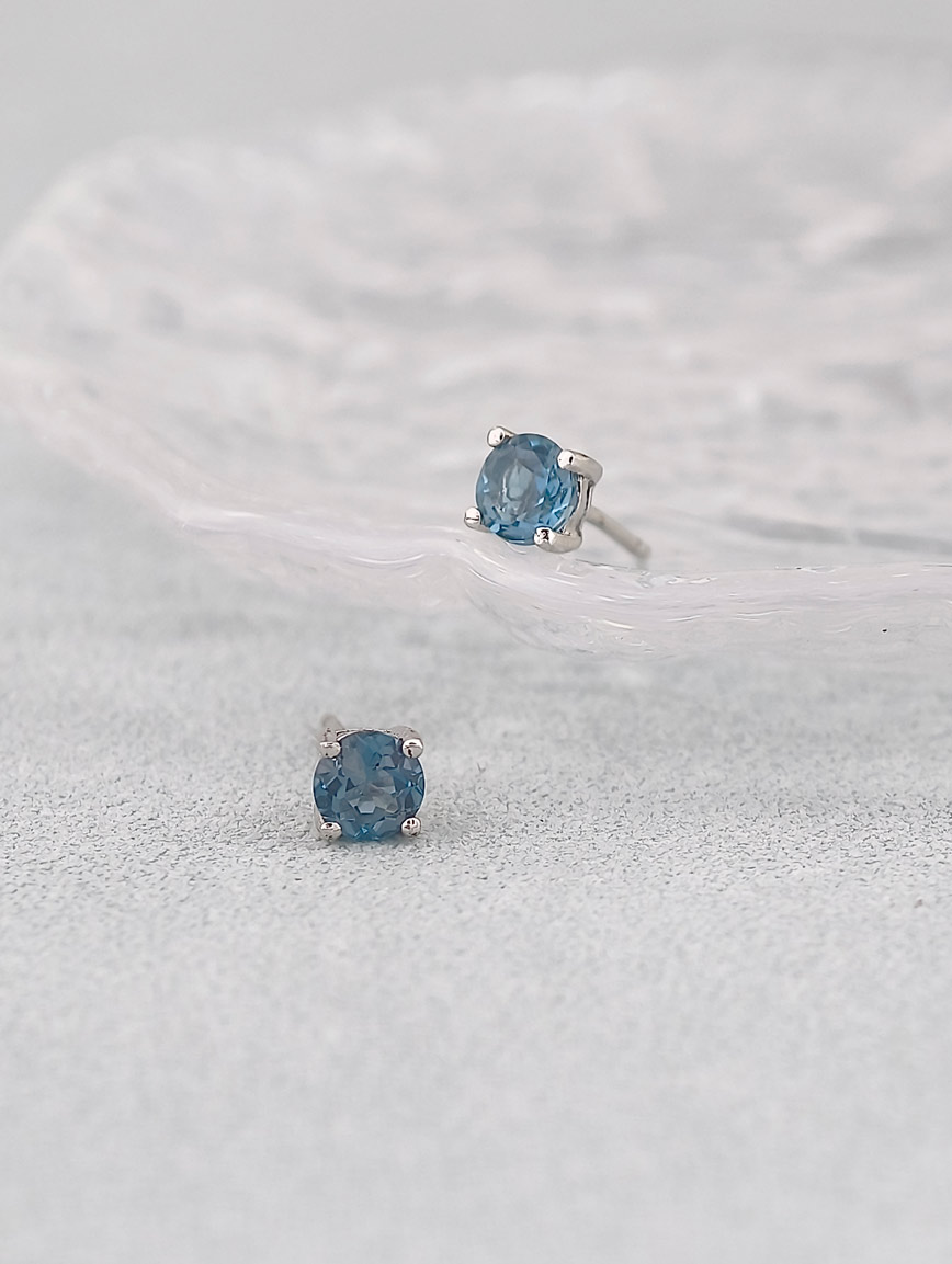 Natural Blue Topaz Sterling Silver Earrings