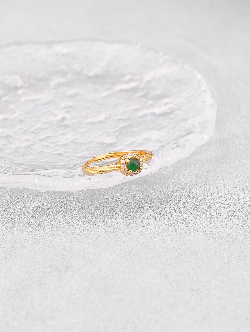 S925 Silver Natural Jadeite Fashion Ring