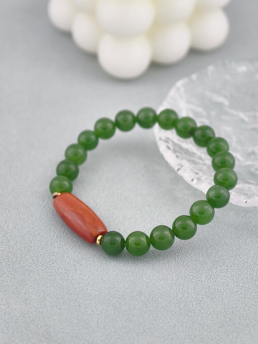 Natural Jasper and South Red Agate Bracelet