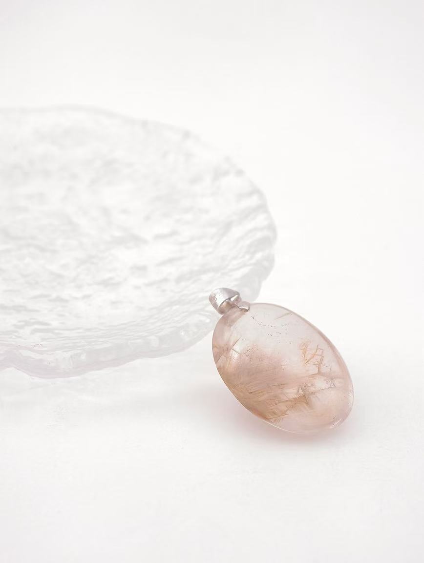 Natural Silver Rutilated Quartz Pendant