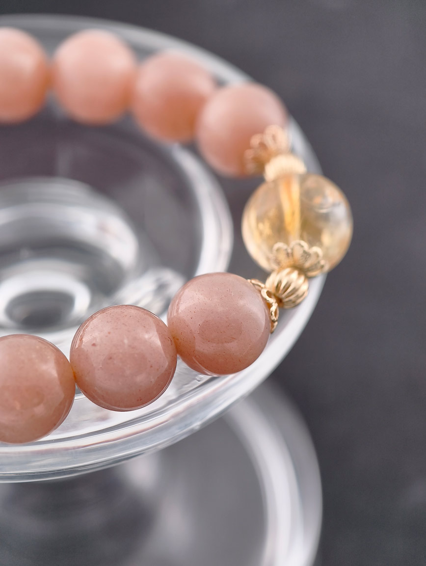 Orange Moonstone and Citrine Simple Style Bracelet