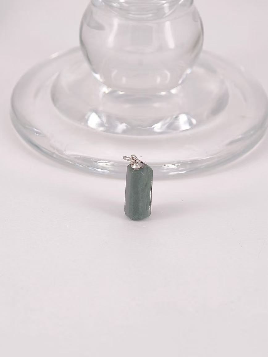 Natural Green Phantom Simple Style Sterling Silver Pendant