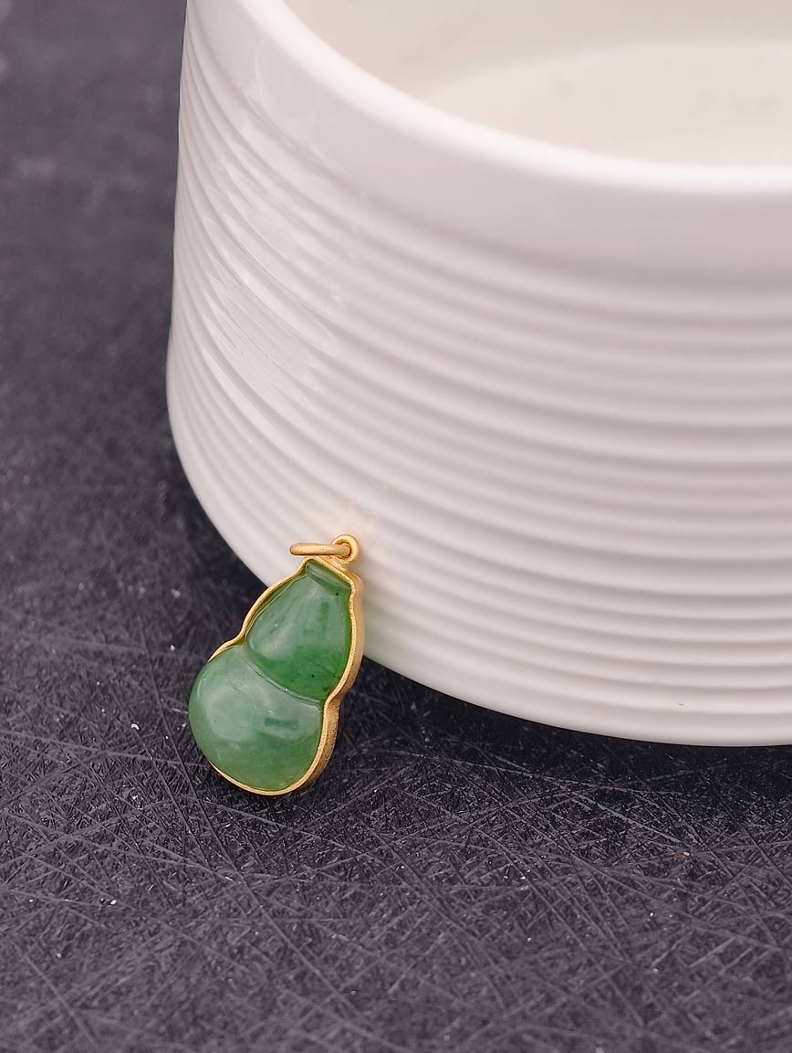 Natural Jadeite Gourd Sterling Silver Pendant