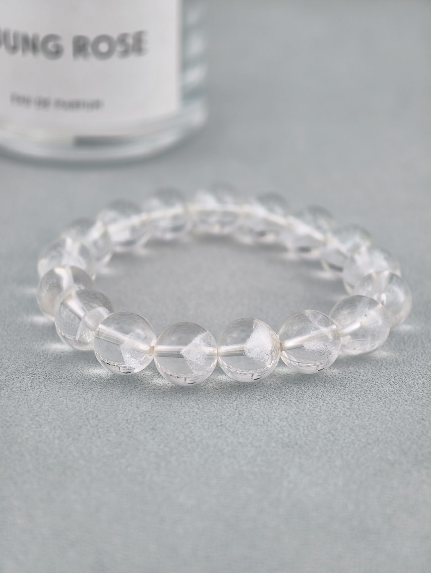 Natural White Phantom Pyramid Bracelet