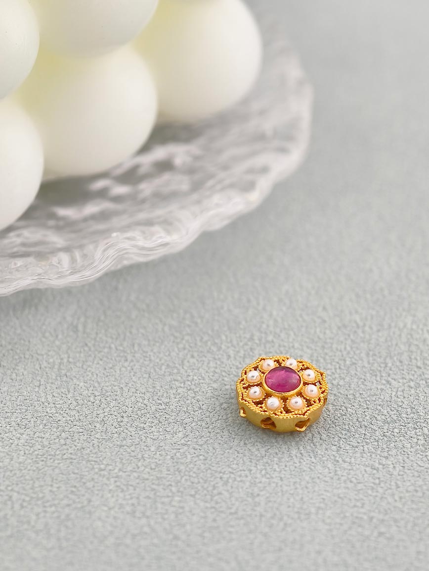 Natural Tourmaline Ruyi Flower Sterling Silver DIY Accessory