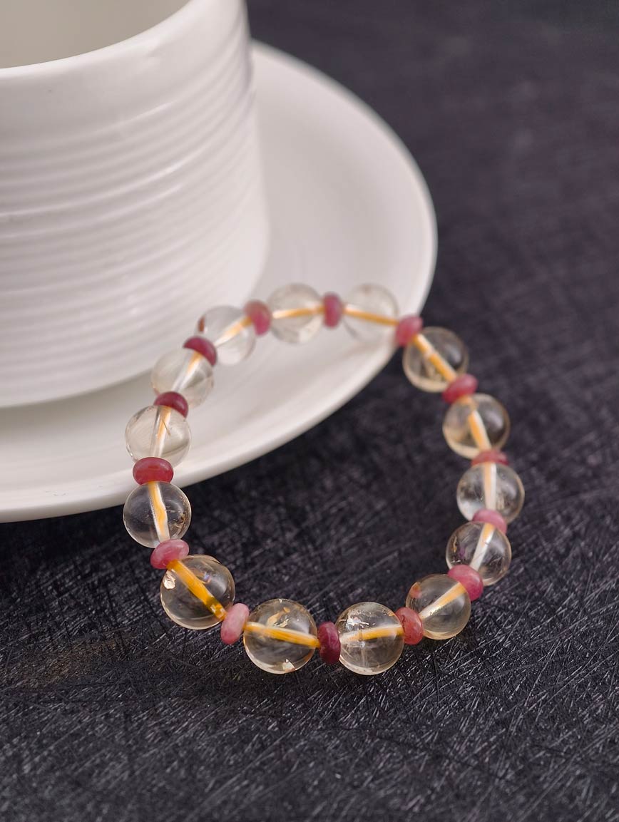Natural Citrine and Abacus Bead Tourmaline Bracelet