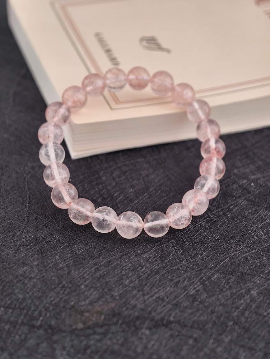 Natural Pink Strawberry Quartz Bracelet